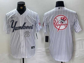 Men's MLB New York Yankees Blank White Pinstripe Cool Base Stitched Nike Baseball Jersey (22)