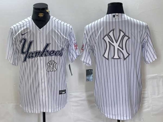 Men's MLB New York Yankees Blank White Pinstripe Cool Base Stitched Nike Baseball Jersey (23)