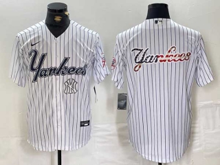 Men's MLB New York Yankees Blank White Pinstripe Cool Base Stitched Nike Baseball Jersey (24)