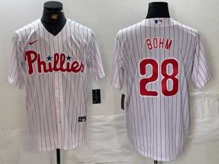 Men's MLB Philadelphia Phillies #28 Alec Bohm White Cool Base Nike Stitched Jersey