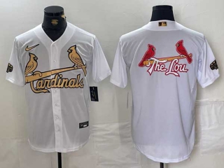 Men's MLB St. Louis Cardinals Blank All-Star White Gold Logo Stitched Nike Baseball Jersey