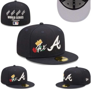 MLB Atlanta Braves New Era Navy 4x World Series Champions Crown Patch 59FIFTY Fitted Hat 0508