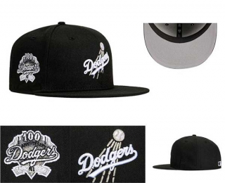 MLB Los Angeles Dodgers New Era Black 100th Anniversary Patch 59FIFTY Fitted Hat 0538