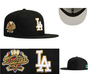 MLB Los Angeles Dodgers New Era Black Gold 100th Anniversary Patch 59FIFTY Fitted Hat 0540