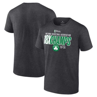 Men's Boston Celtics Fanatics Heather Charcoal 18-Time 2023-24 NBA Finals Champions Steal the Ball T-Shirt