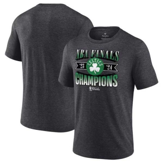 Men's Boston Celtics Fanatics Heather Charcoal 2023-24 NBA Finals Champions Full Court Pressure Retro Tri-Blend T-Shirt