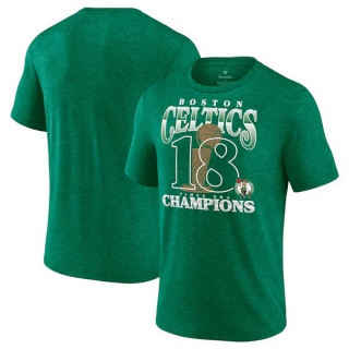 Men's Boston Celtics Fanatics Heather Kelly Green 18-Time 2023-24 NBA Finals Champions Tri-Blend T-Shirt