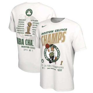 Men's Boston Celtics Nike White 2023-24 NBA Finals Champions Celebration Roster T-Shirt