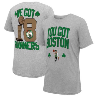 Men's Boston Celtics Stadium Essentials Heather Gray 18-Time 2023-24 NBA Finals Champions We Got 18 Banners T-Shirt