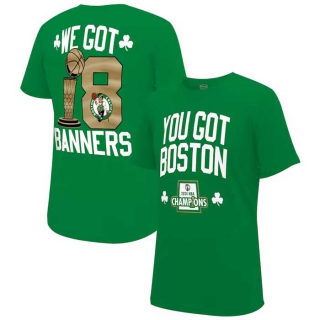 Men's Boston Celtics Stadium Essentials Kelly Green 2023-24 NBA Finals Champions 18 Banners T-Shirt