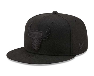 NBA Chicago Bulls New Era Black On Black 9FIFTY Snapback Hat 2284