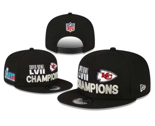 NFL Kansas City Chiefs New Era Black LVII Super Bowl Champions Side Patch Embroidery 9FIFTY Snapback Hat 8009