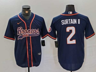 Men's NFL Denver Broncos #2 Pat Surtain II Navy With Patch Cool Base Baseball Stitched Jersey