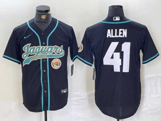 Men's NFL Jacksonville Jaguars #41 Josh Allen Black Logo With Patch Cool Base Baseball Stitched Jersey