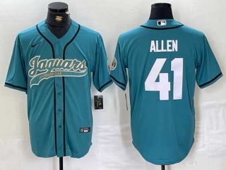 Men's NFL Jacksonville Jaguars #41 Josh Allen Teal With Patch Cool Base Baseball Stitched Jersey