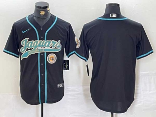 Men's NFL Jacksonville Jaguars Blank Black With Patch Cool Base Baseball Stitched Jersey (2)