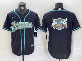 Men's NFL Jacksonville Jaguars Blank Black With Patch Cool Base Baseball Stitched Jersey (3)