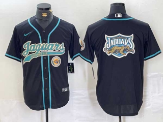 Men's NFL Jacksonville Jaguars Blank Black With Patch Cool Base Baseball Stitched Jersey (4)