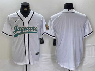 Men's NFL Jacksonville Jaguars Blank White With Patch Cool Base Baseball Stitched Jersey (1)