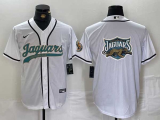 Men's NFL Jacksonville Jaguars Blank White With Patch Cool Base Baseball Stitched Jersey (3)