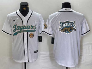 Men's NFL Jacksonville Jaguars Blank White With Patch Cool Base Baseball Stitched Jersey (4)