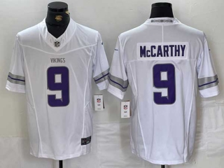 Men's NFL Minnesota Vikings #9 J.J. McCarthy White F.U.S.E. Winter Warrior Limited Football Stitched Jersey