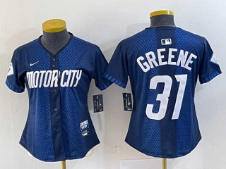 Women's MLB Detroit Tigers #31 Riley Greene Navy 2024 City Connect Cool Base Limited Stitched Jersey