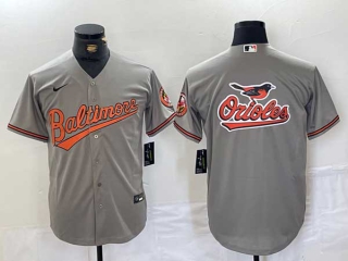 Men's MLB Baltimore Orioles Blank Grey Stitched Cool Base Nike Jersey (5)