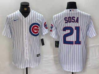 Men's MLB Chicago Cubs #21 Sammy Sosa White With Patch Cool Base Stitched Nike Baseball Jersey