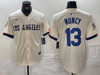 Men's MLB Los Angeles Dodgers #13 Max Muncy Cream 2024 City Connect Cool Base Nike Stitched Jersey
