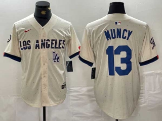 Men's MLB Los Angeles Dodgers #13 Max Muncy Cream Logo 2024 City Connect Cool Base Nike Stitched Jersey