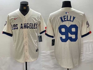 Men's MLB Los Angeles Dodgers #99 Joe Kelly Cream 2024 City Connect Cool Base Nike Stitched Jersey