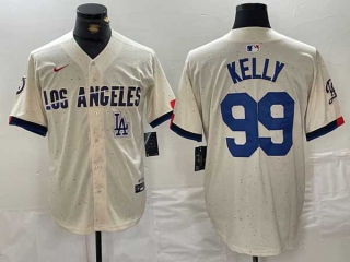 Men's MLB Los Angeles Dodgers #99 Joe Kelly Cream Logo 2024 City Connect Cool Base Nike Stitched Jersey
