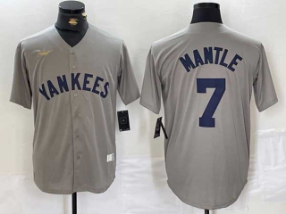 Men's MLB New York Yankees #7 Mickey Mantle Gray Cool Base Stitched Baseball Jersey