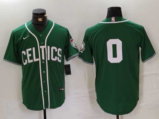 Men's NBA Boston Celtics #0 Jayson Tatum Green With Patch Stitched Nike Baseball Jersey