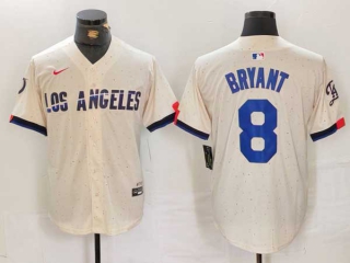 Men's MLB Los Angeles Dodgers #8 Kobe Bryant Cream 2024 City Connect Limited Stitched Jersey