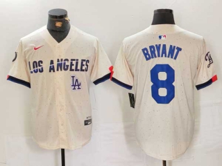 Men's MLB Los Angeles Dodgers #8 Kobe Bryant Cream Logo 2024 City Connect Limited Stitched Jersey