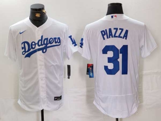 Men's MLB Los Angeles Dodgers #31 Mike Piazza White Flex Base Stitched Nike Baseball Jersey