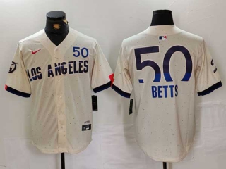 Men's MLB Los Angeles Dodgers #50 Mookie Betts Cream 2024 City Connect Limited Nike Stitched Jersey