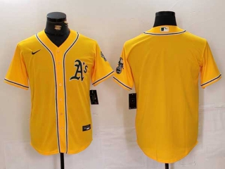 Men's MLB Oakland Athletics Blank Yellow Cool Base Stitched Nike Baseball Jersey (1)