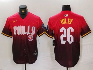 Men's MLB Philadelphia Phillies #26 Chase Utley Red Logo 2024 City Connect Limited Nike Stitched Jersey