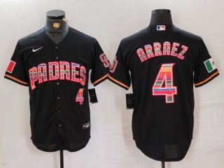 Men's MLB San Diego Padres #4 Luis Arraez Black Rainbow Mexico Cool Base Stitched Nike Baseball Jersey