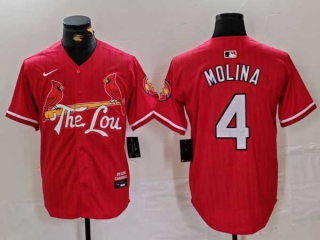 Men's MLB St. Louis Cardinals #4 Yadier Molina Red 2024 City Connect Limited Stitched Baseball Jersey