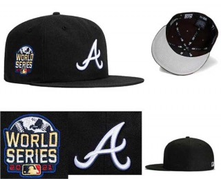 MLB Atlanta Braves New Era Black 2021 World Series Sidepatch 59FIFTY Fitted Hat 0509