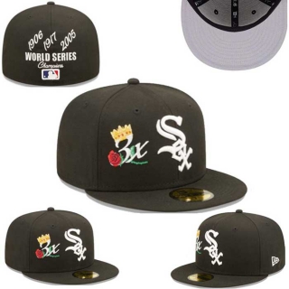 MLB Chicago White Sox New Era Black 3x World Series Champions Crown Patch 59FIFTY Fitted Hat 0521