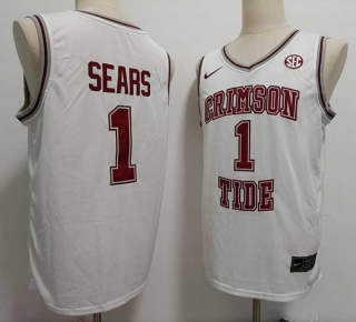 Men's NCAA College Alabama Crimson Tide #1 Mark Sears Basketball Nike Jersey White