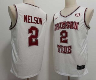 Men's NCAA College Alabama Crimson Tide #2 Grant Nelson Basketball Nike Jersey White