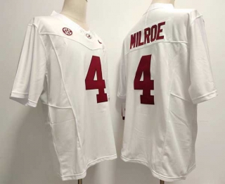 Men's NCAA College Alabama Crimson Tide #4 Jalen Milroe Football Nike Jersey White