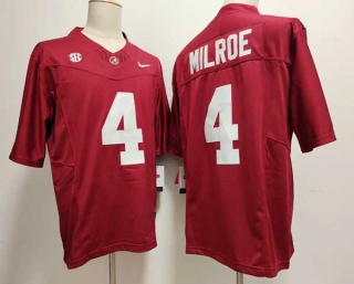 Men's NCAA College Alabama Crimson Tide #4 Jalen Milroe Football Nike Jerseys Crimson