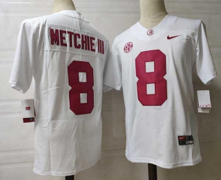 Men's NCAA College Alabama Crimson Tide #8 John Metchie III Football Nike Jersey White